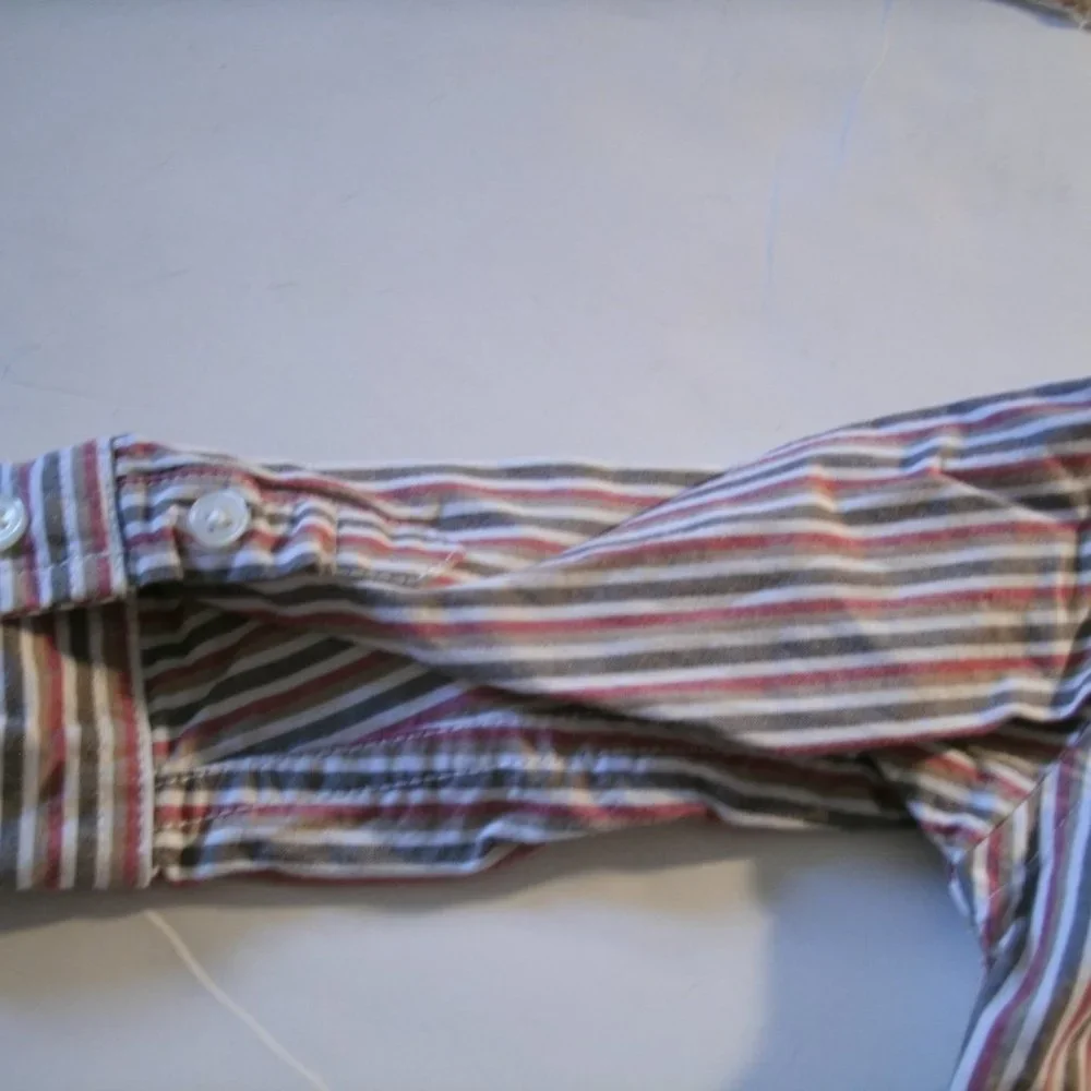 Gymboree Boys Shirt Button Down Oxford Stripe Red Long Sleeve 12-18 Months